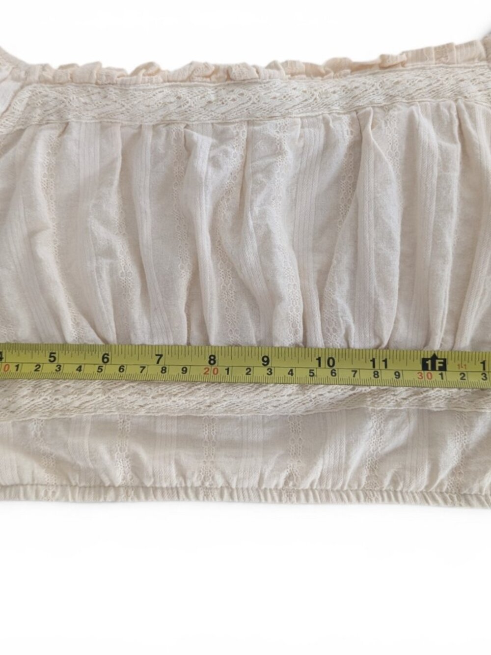 Altar'd State Cream Lace Trim Ruffle Crop Top Size M Boho — EUC - Picture 6 of 6